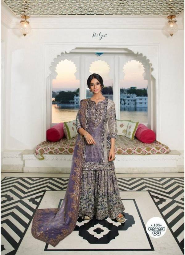 LT Arunima Exclusive Heavy Silk Digital Print With Handwork Designer Wedding Wear Palzzo Suit Collection 
